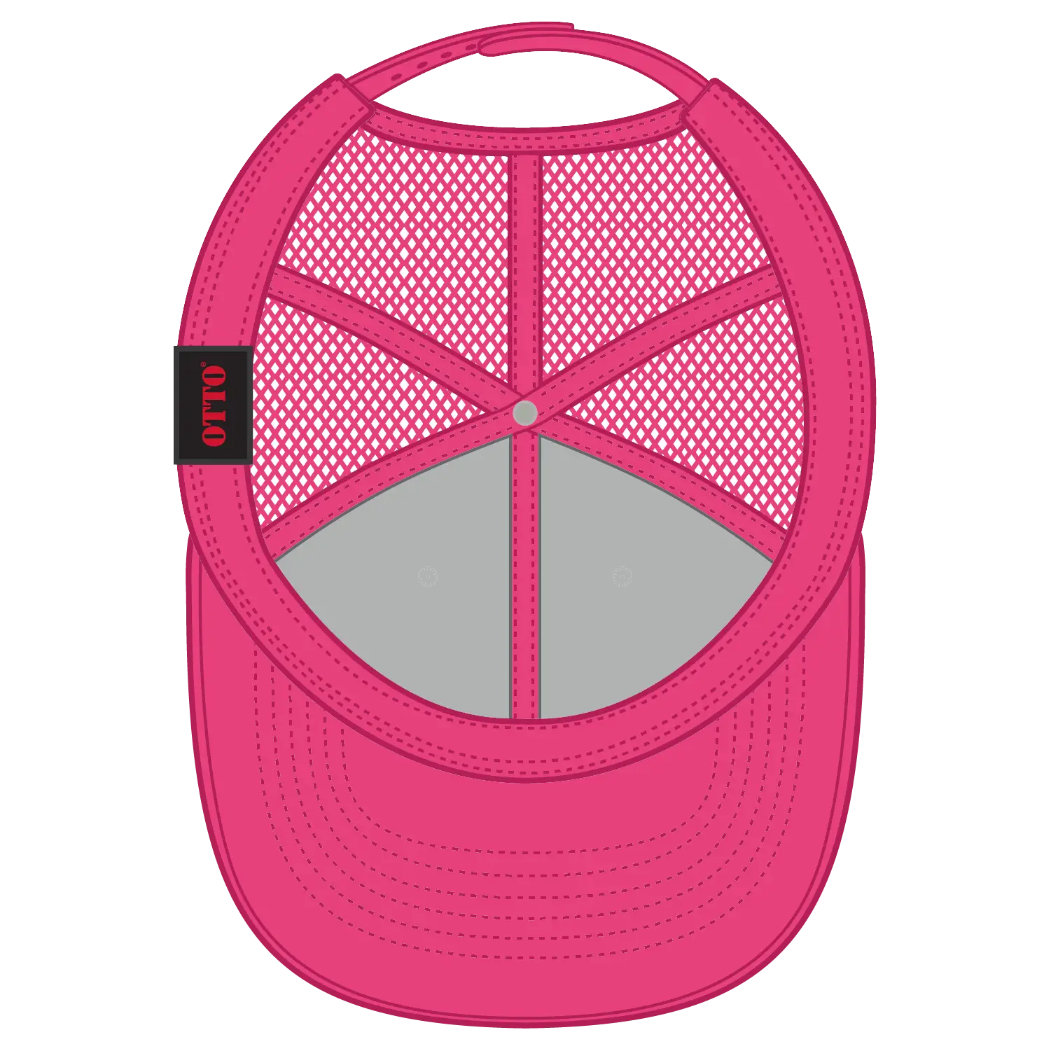OTTO 112-1 6 Panel Mid Profile Mesh Back Trucker Cap - H.Pnk/Wht/H.Pnk - H.Pnk/Wht/H.Pnk / 7 3/8’’ - 7 5/8’’