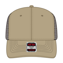 OTTO 112-1 6 Panel Mid Profile Mesh Back Trucker Cap - Kha/Kha/Dk.Brn - Kha/Kha/Dk.Brn / 7 3/8’’ - 7 5/8’’