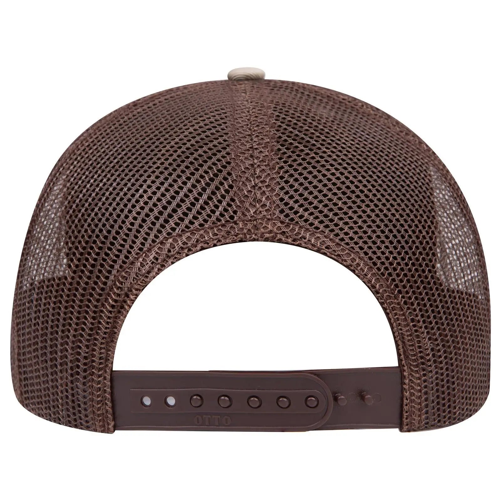 OTTO 112-1 6 Panel Mid Profile Mesh Back Trucker Cap - Kha/Kha/Dk.Brn - Kha/Kha/Dk.Brn / 7 3/8’’ - 7 5/8’’