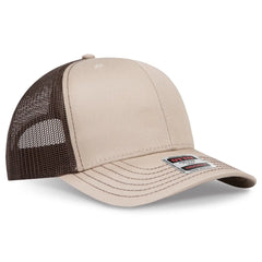 OTTO 112-1 6 Panel Mid Profile Mesh Back Trucker Cap - Kha/Kha/Dk.Brn - Kha/Kha/Dk.Brn / 7 3/8’’ - 7 5/8’’