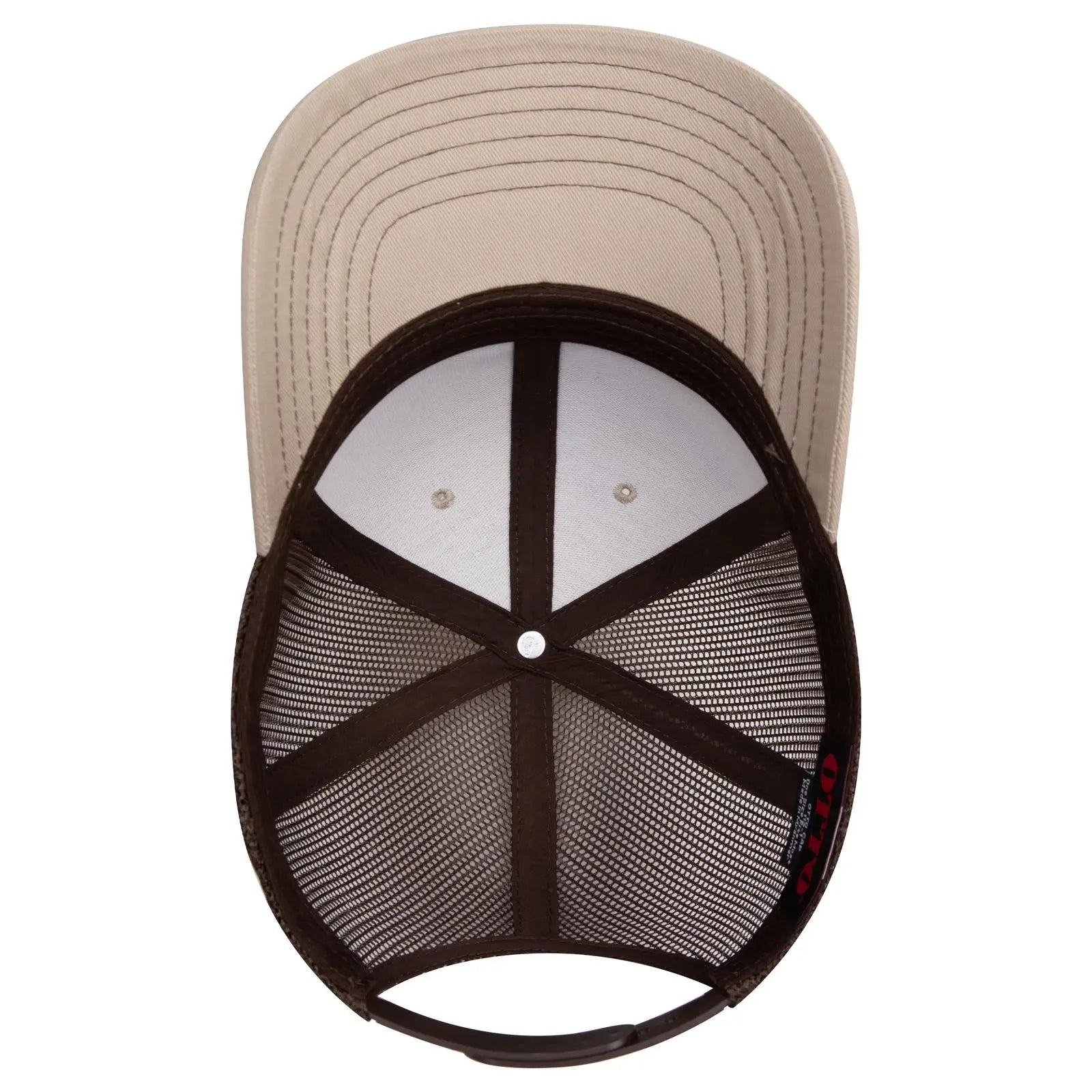 OTTO 112-1 6 Panel Mid Profile Mesh Back Trucker Cap - Kha/Kha/Dk.Brn - Kha/Kha/Dk.Brn / 7 3/8’’ - 7 5/8’’