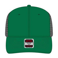 OTTO 112-1 6 Panel Mid Profile Mesh Back Trucker Cap - Kly/Kly/Blk - Kly/Kly/Blk / 7 3/8’’ - 7 5/8’’