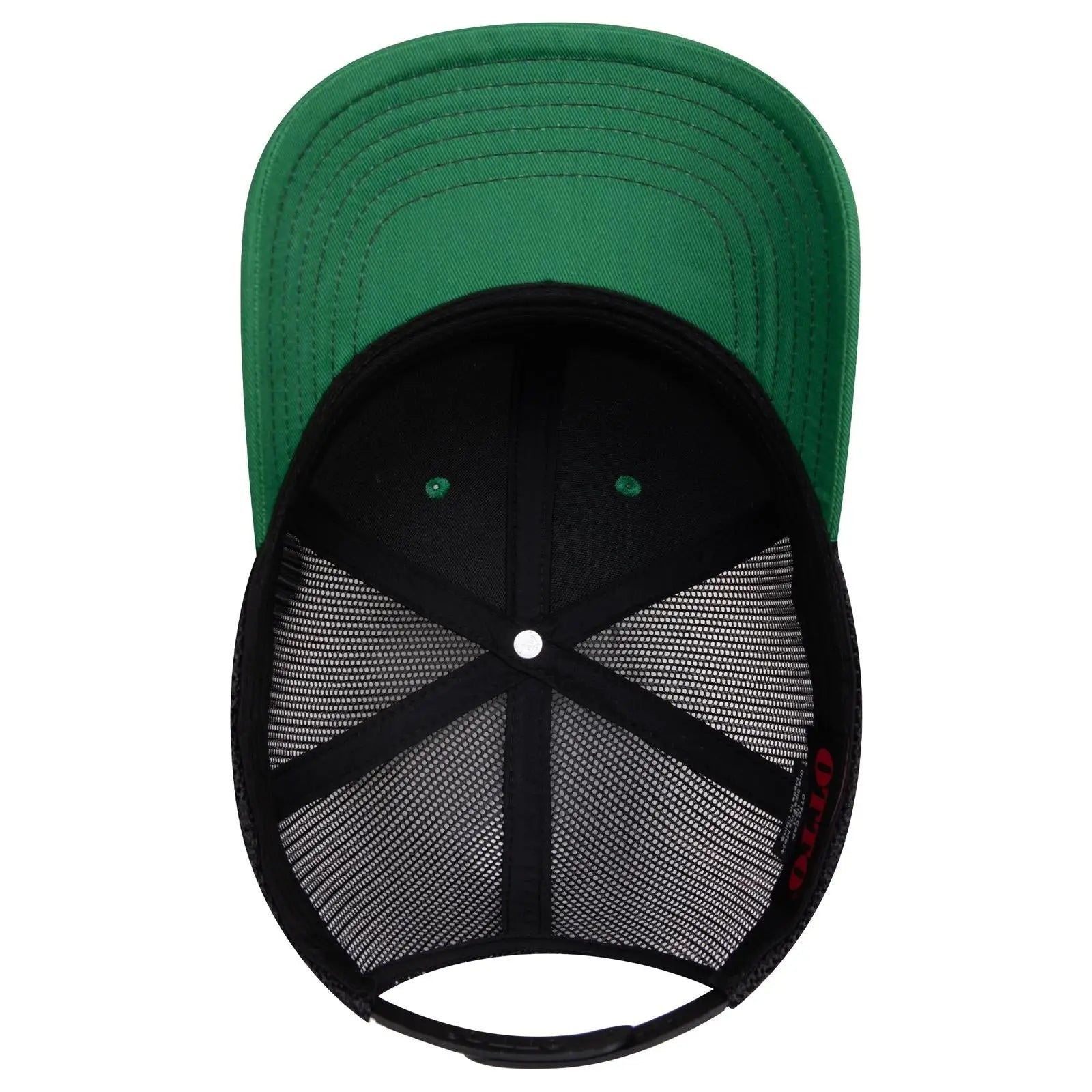 OTTO 112-1 6 Panel Mid Profile Mesh Back Trucker Cap - Kly/Kly/Blk - Kly/Kly/Blk / 7 3/8’’ - 7 5/8’’