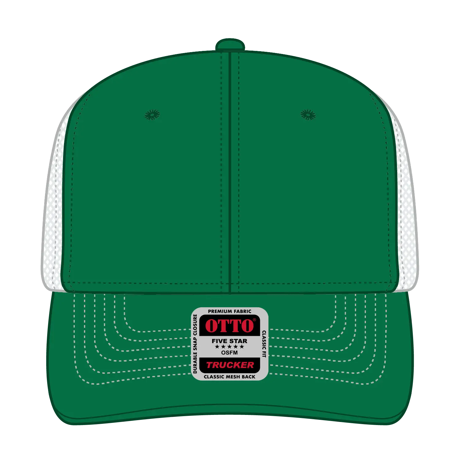 OTTO 112-1 6 Panel Mid Profile Mesh Back Trucker Cap - Kly/Kly/Wht - Kly/Kly/Wht / 7 3/8’’ - 7 5/8’’