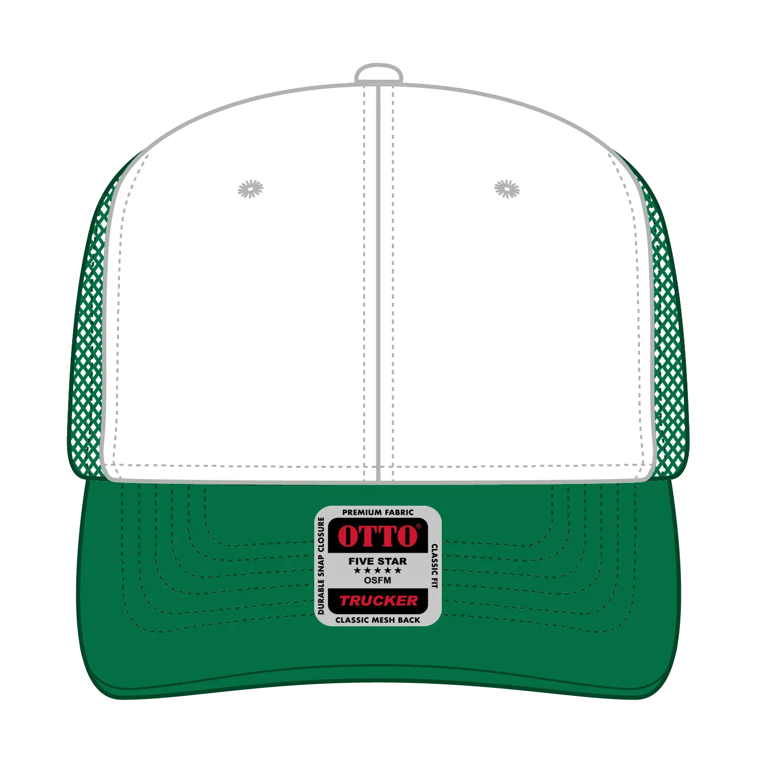 OTTO 112-1 6 Panel Mid Profile Mesh Back Trucker Cap - Kly/Wht/Kly - Kly/Wht/Kly / 7 3/8’’ - 7 5/8’’