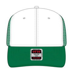 OTTO 112-1 6 Panel Mid Profile Mesh Back Trucker Cap - Kly/Wht/Kly - Kly/Wht/Kly / 7 3/8’’ - 7 5/8’’