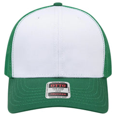 OTTO 112-1 6 Panel Mid Profile Mesh Back Trucker Cap - Kly/Wht/Kly - Kly/Wht/Kly / 7 3/8’’ - 7 5/8’’
