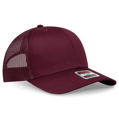 OTTO 112-1 6 Panel Mid Profile Mesh Back Trucker Cap - Maroon - Maroon / 7 3/8’’ - 7 5/8’’