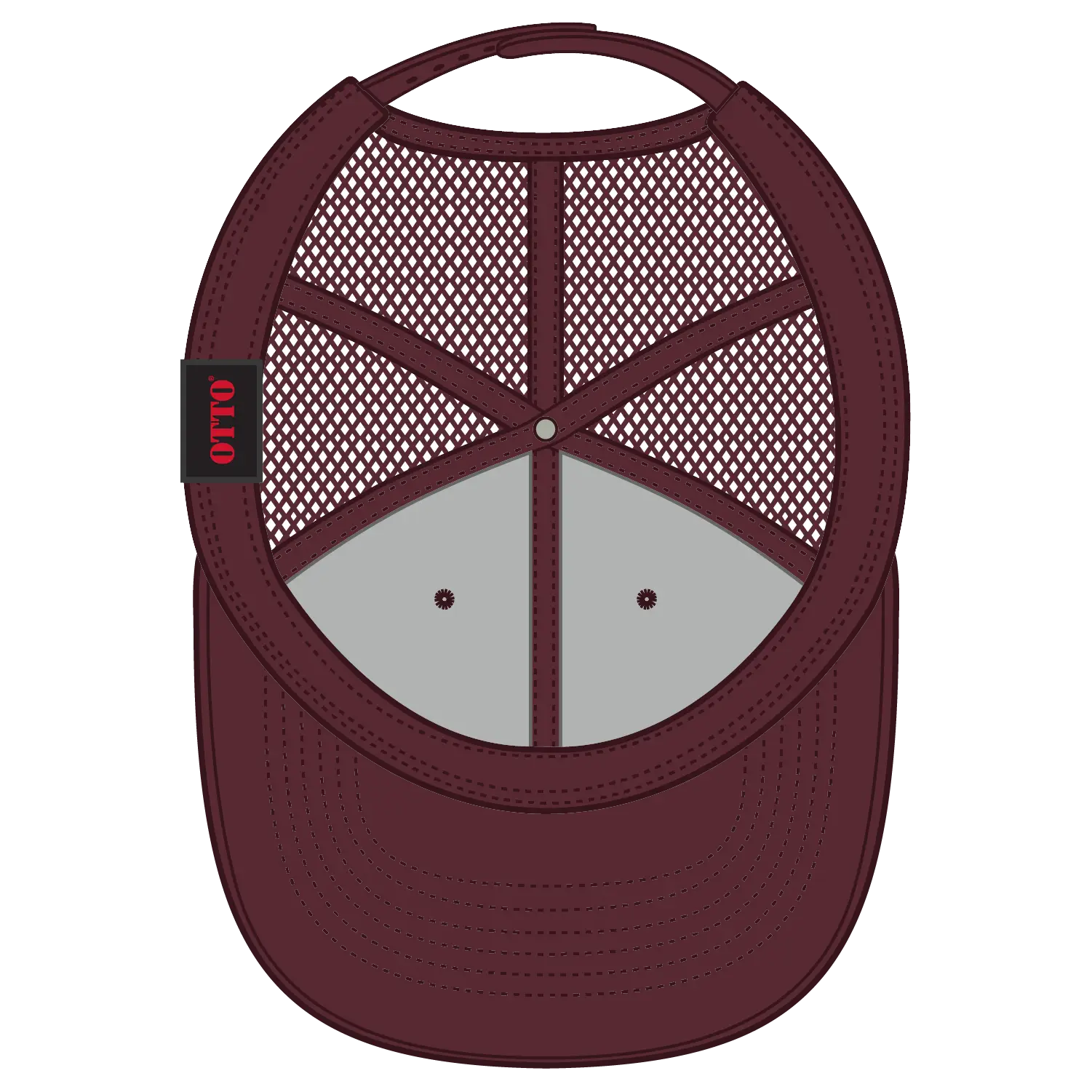 OTTO 112-1 6 Panel Mid Profile Mesh Back Trucker Cap - Maroon - Maroon / 7 3/8’’ - 7 5/8’’