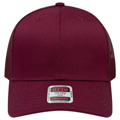 OTTO 112-1 6 Panel Mid Profile Mesh Back Trucker Cap - Maroon - Maroon / 7 3/8’’ - 7 5/8’’