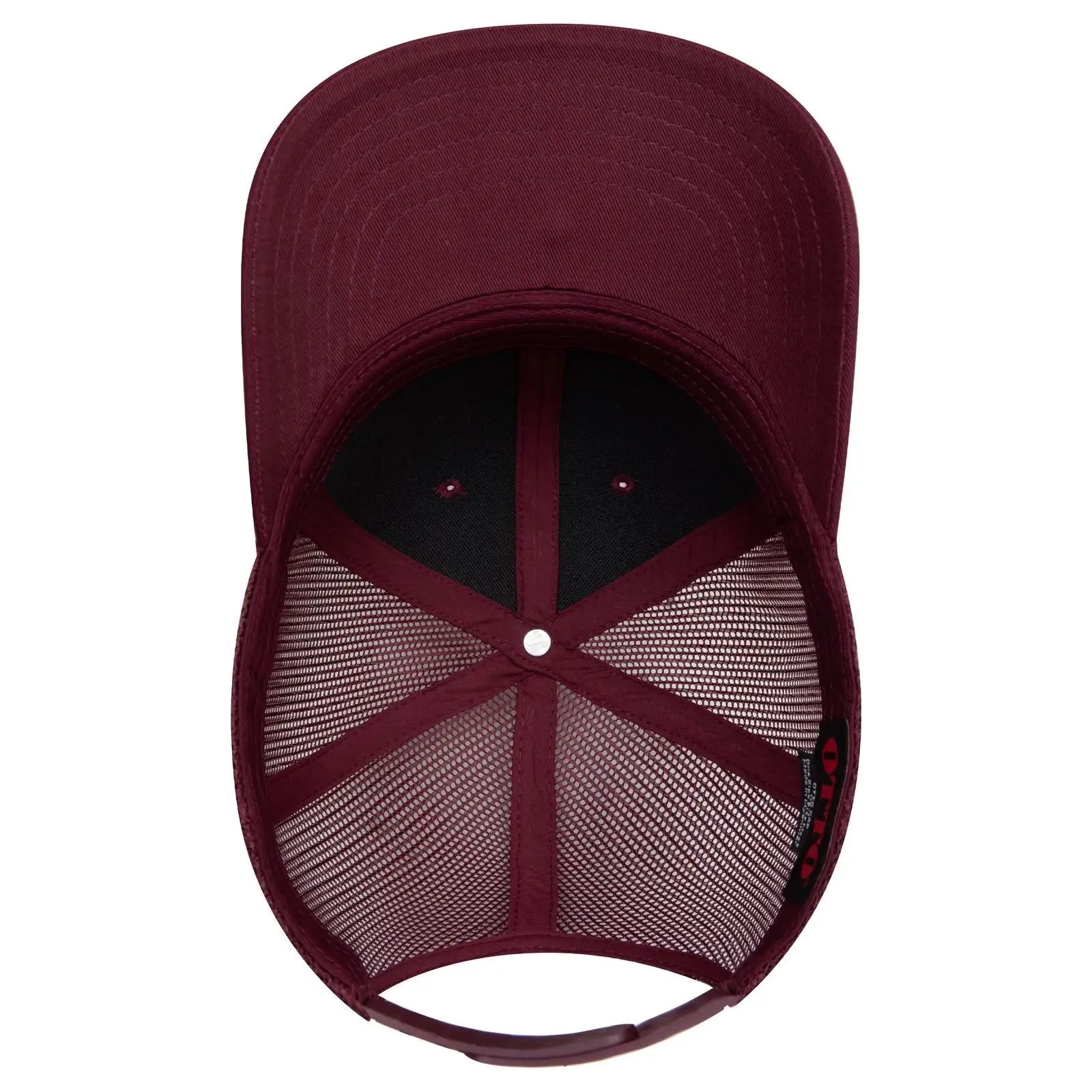 OTTO 112-1 6 Panel Mid Profile Mesh Back Trucker Cap - Maroon - Maroon / 7 3/8’’ - 7 5/8’’