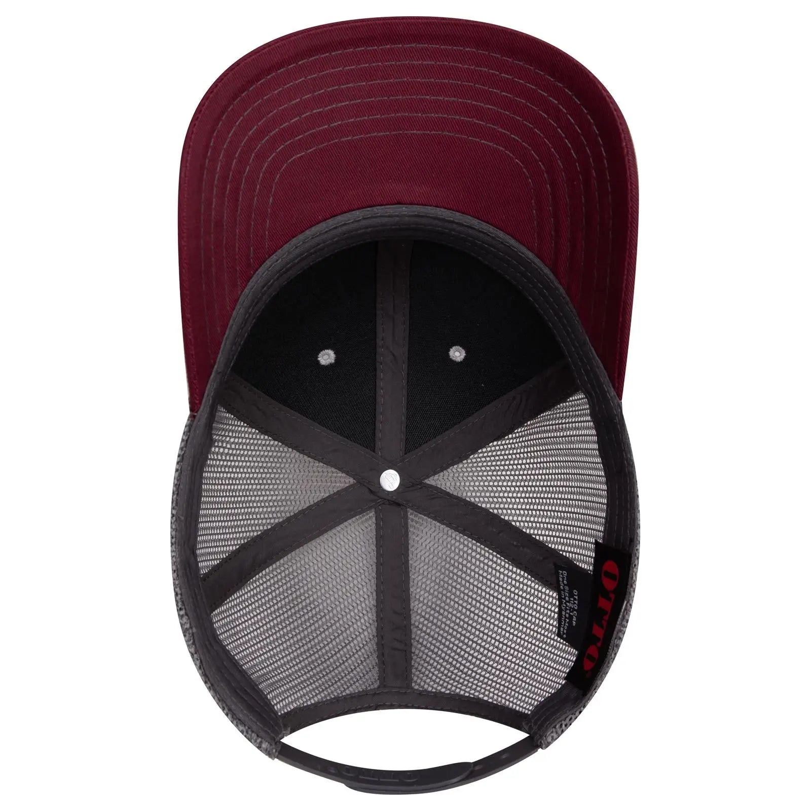 OTTO 112-1 6 Panel Mid Profile Mesh Back Trucker Cap - Mrn/H.Gry/Ch.Gry - Mrn/H.Gry/Ch.Gry / 7 3/8’’ - 7 5/8’’