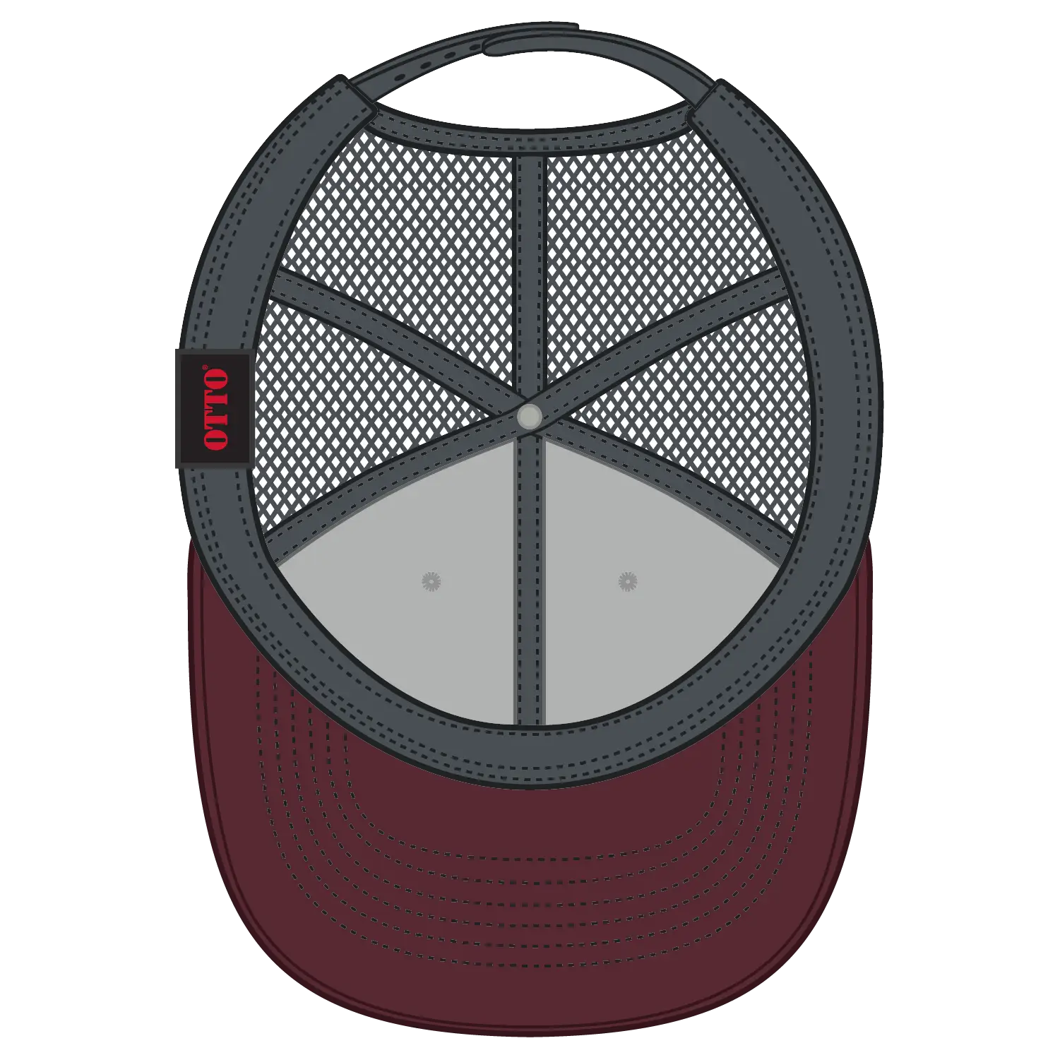 OTTO 112-1 6 Panel Mid Profile Mesh Back Trucker Cap - Mrn/H.Gry/Ch.Gry - Mrn/H.Gry/Ch.Gry / 7 3/8’’ - 7 5/8’’