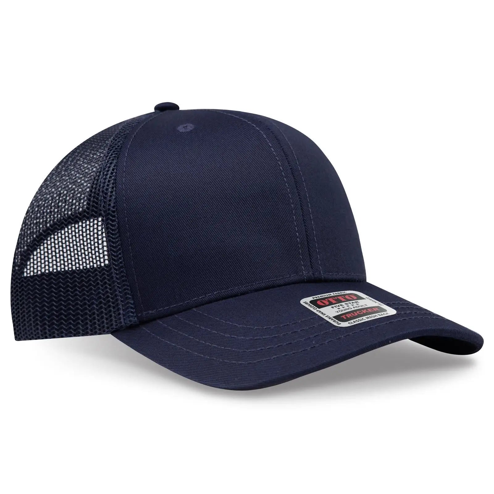 OTTO 112-1 6 Panel Mid Profile Mesh Back Trucker Cap - Navy