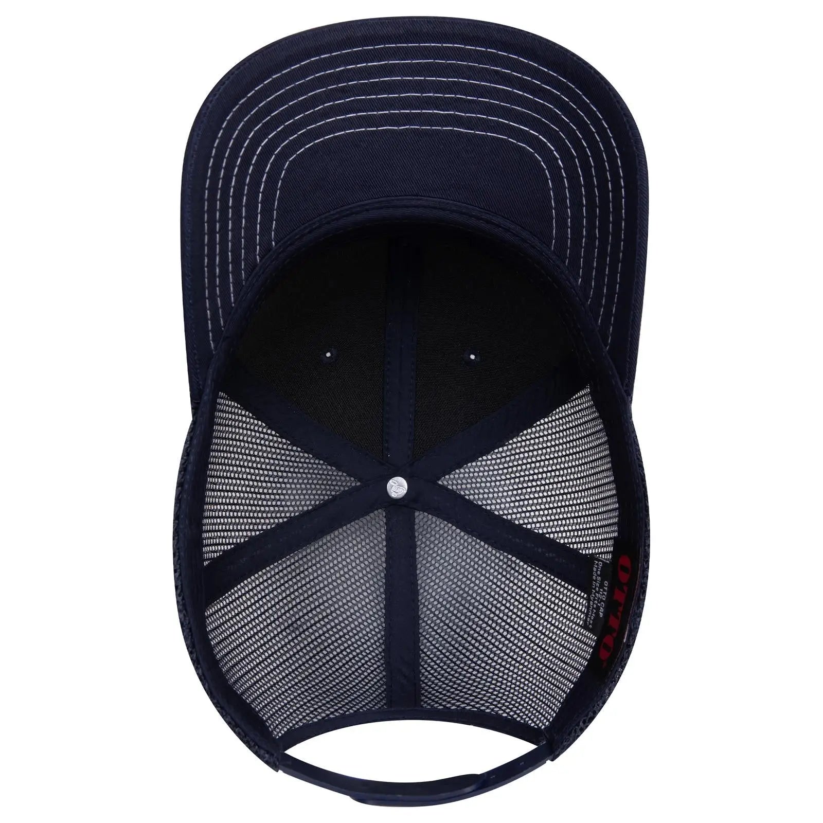 OTTO 112-1 6 Panel Mid Profile Mesh Back Trucker Cap - Navy - Navy / 7 3/8’’ - 7 5/8’’