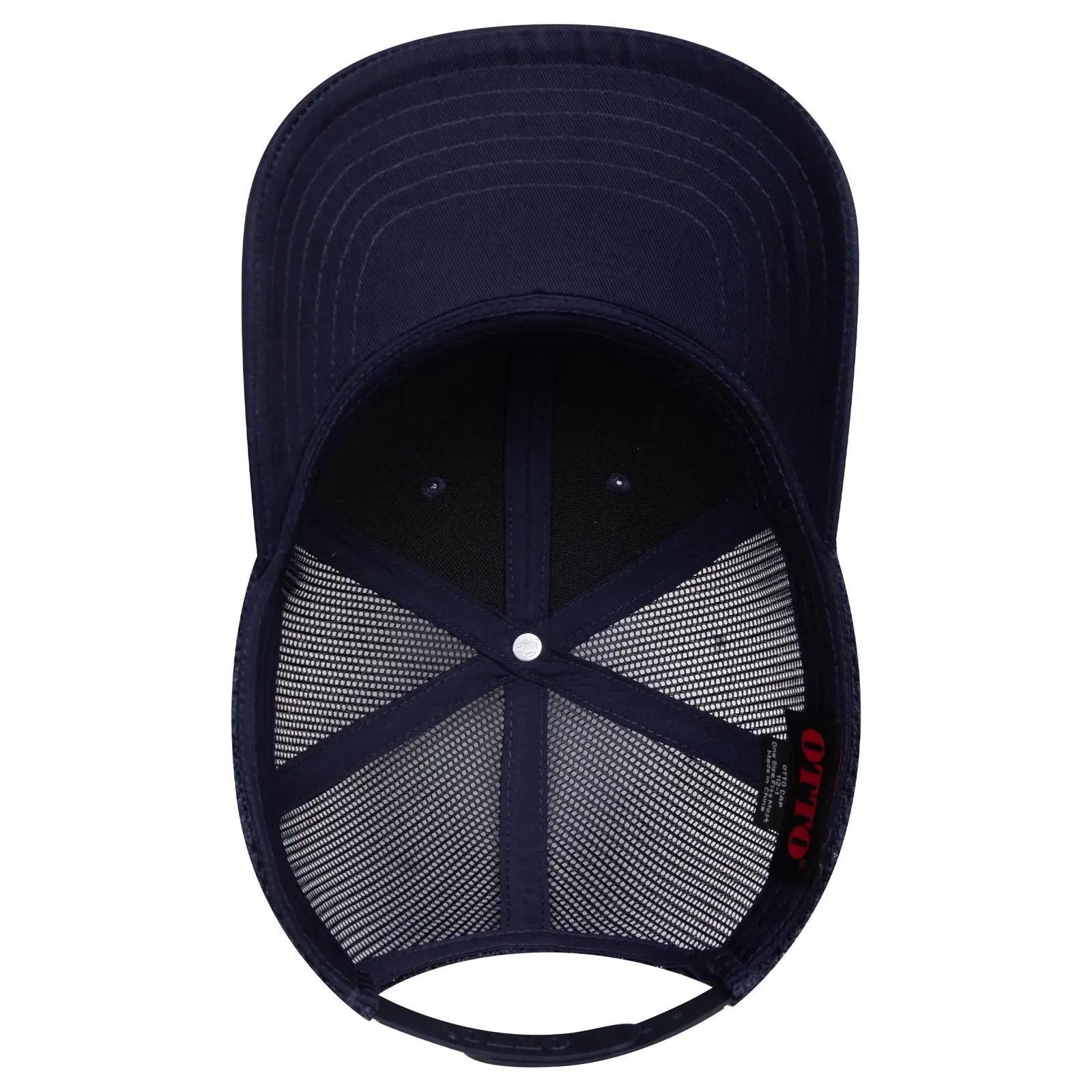 OTTO 112-1 6 Panel Mid Profile Mesh Back Trucker Cap - Navy