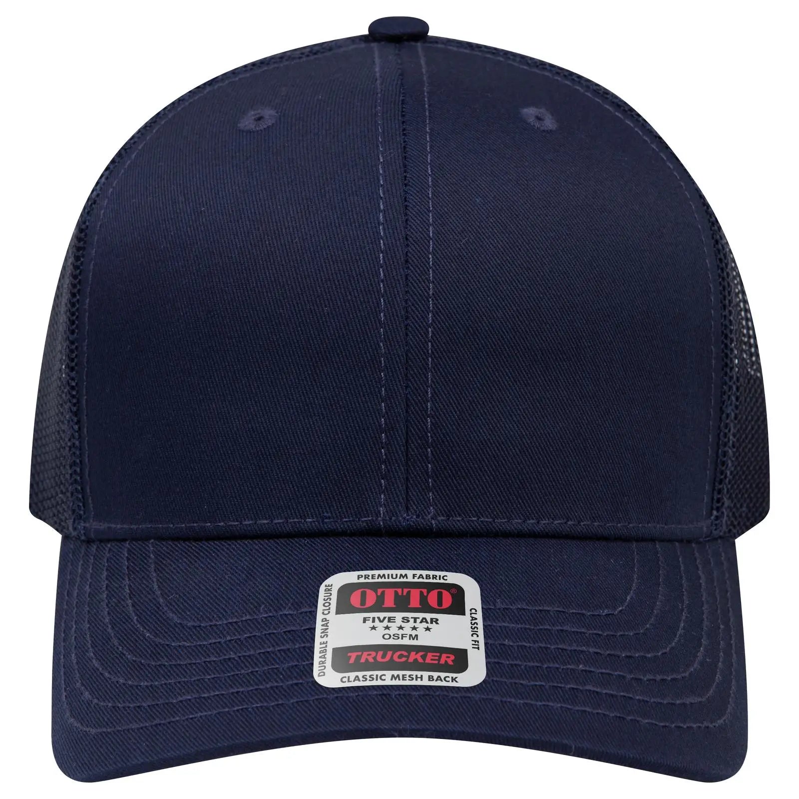OTTO 112-1 6 Panel Mid Profile Mesh Back Trucker Cap - Navy