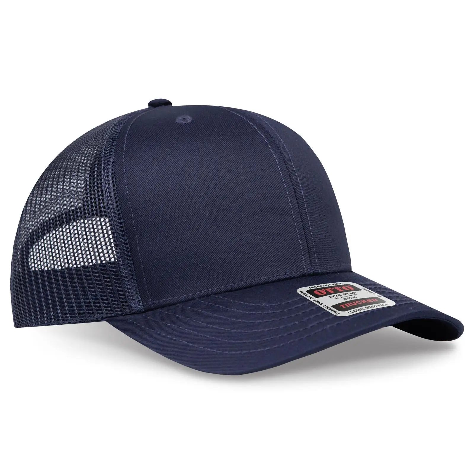 OTTO 112-1 6 Panel Mid Profile Mesh Back Trucker Cap - Navy