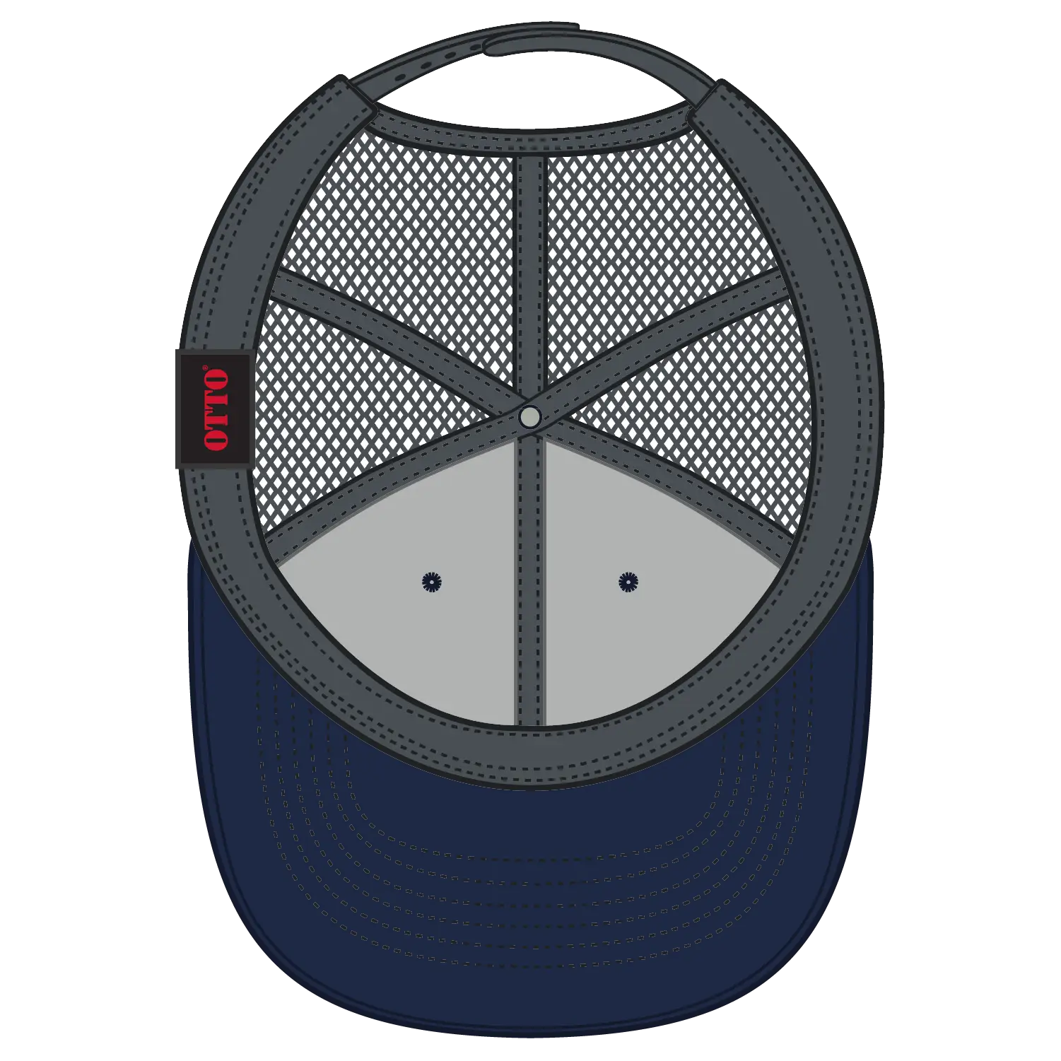 OTTO 112-1 6 Panel Mid Profile Mesh Back Trucker Cap - Nvy/Nvy/Ch.Gry - Nvy/Nvy/Ch.Gry / 7 3/8’’ - 7 5/8’’