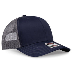 OTTO 112-1 6 Panel Mid Profile Mesh Back Trucker Cap - Nvy/Nvy/Ch.Gry - Nvy/Nvy/Ch.Gry / 7 3/8’’ - 7 5/8’’