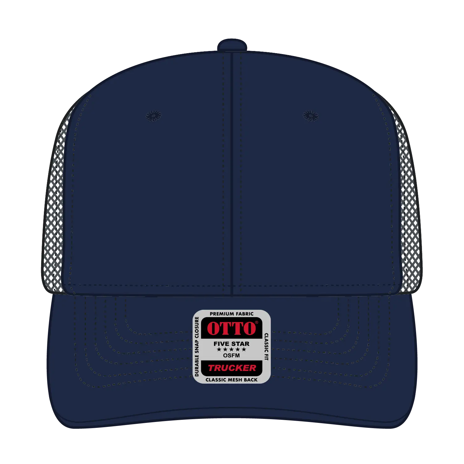 OTTO 112-1 6 Panel Mid Profile Mesh Back Trucker Cap - Nvy/Nvy/Ch.Gry - Nvy/Nvy/Ch.Gry / 7 3/8’’ - 7 5/8’’