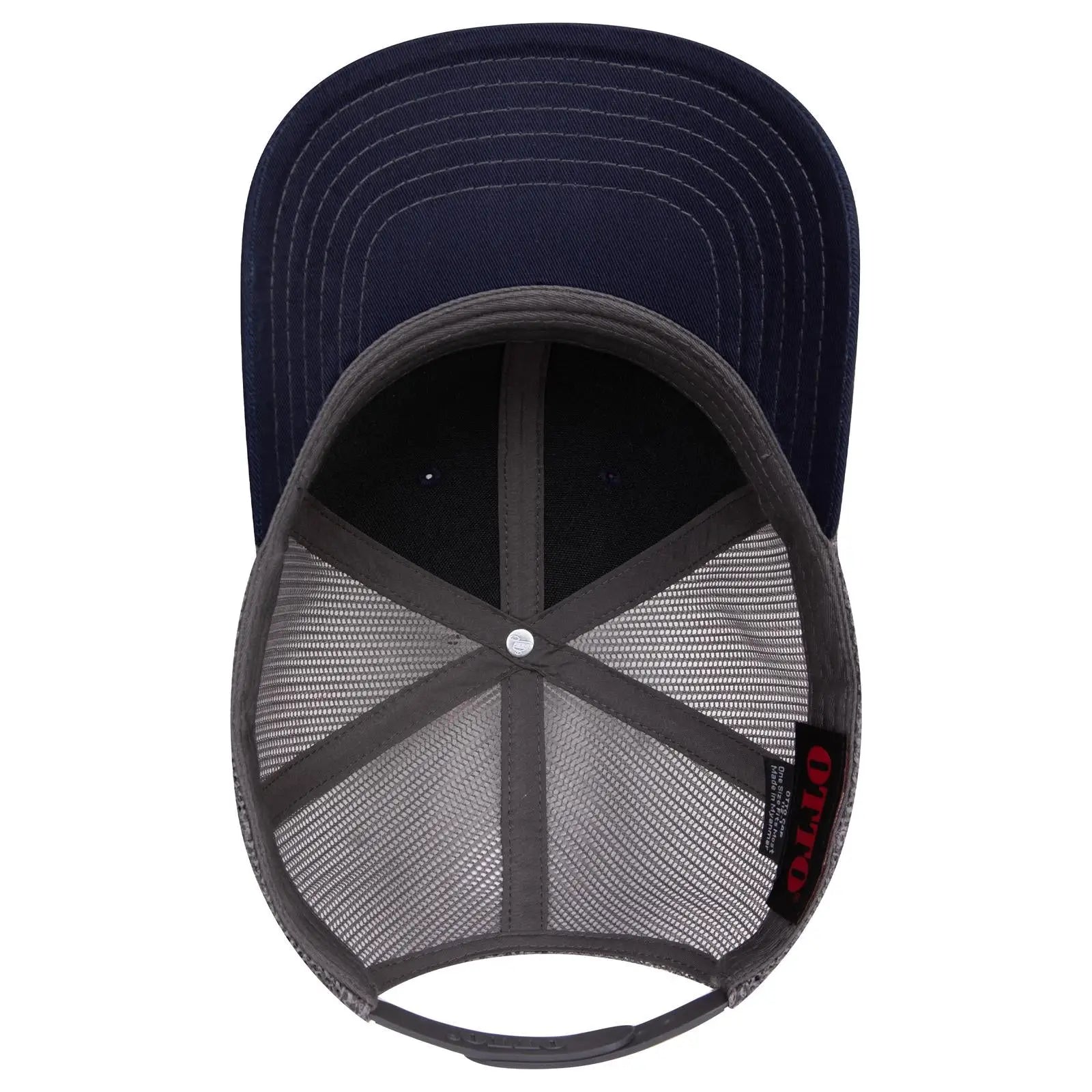 OTTO 112-1 6 Panel Mid Profile Mesh Back Trucker Cap - Nvy/Nvy/Ch.Gry - Nvy/Nvy/Ch.Gry / 7 3/8’’ - 7 5/8’’
