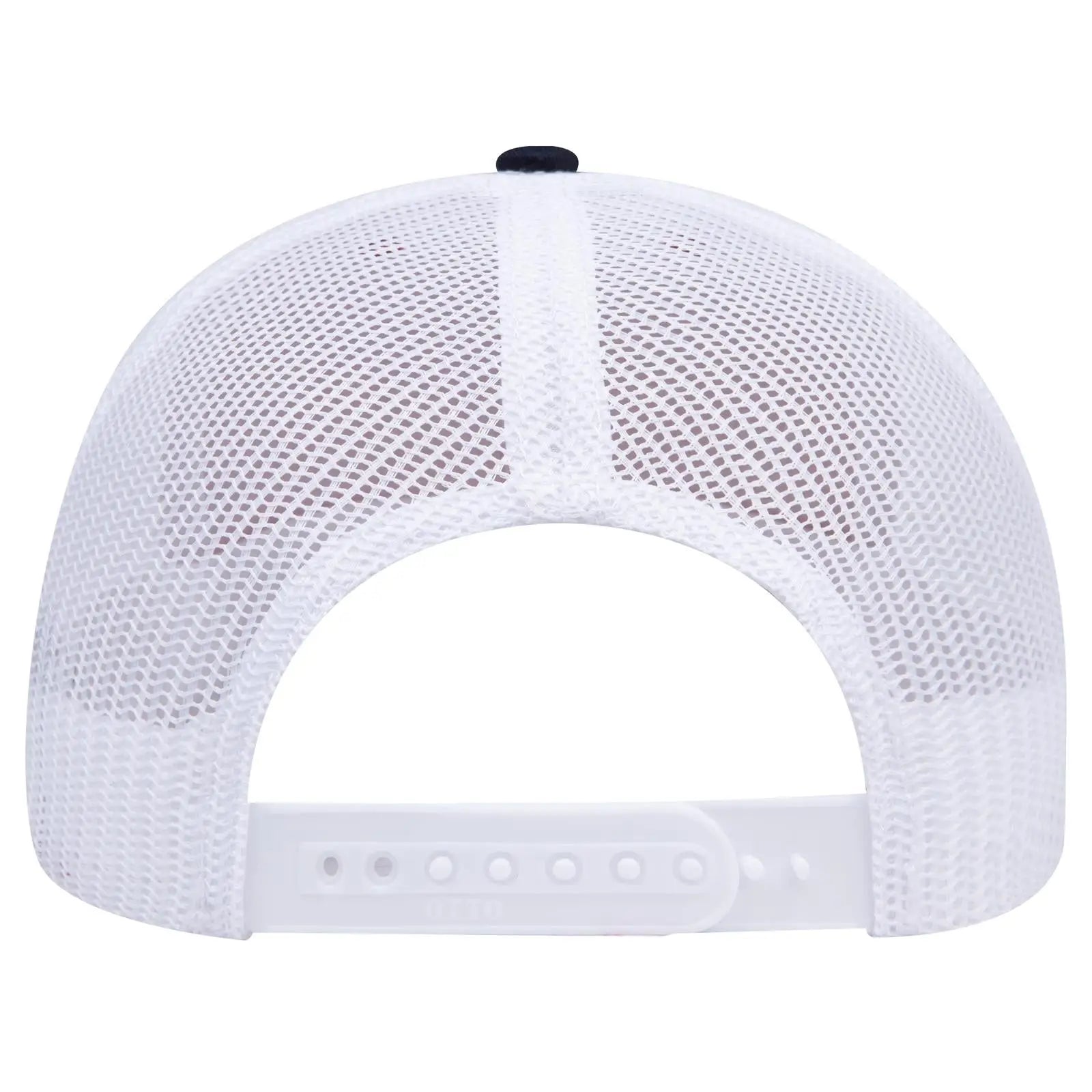 OTTO 112-1 6 Panel Mid Profile Mesh Back Trucker Cap - Nvy/Nvy/Wht