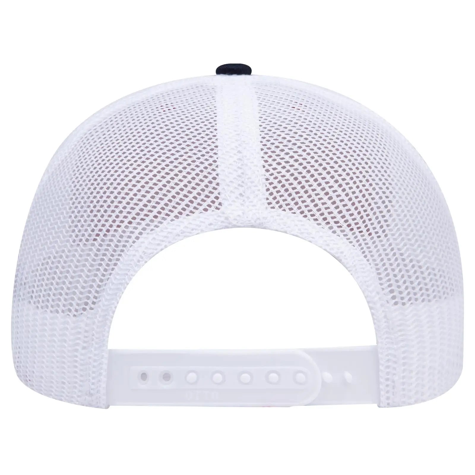 OTTO 112-1 6 Panel Mid Profile Mesh Back Trucker Cap - Nvy/Nvy/Wht