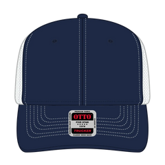 OTTO 112-1 6 Panel Mid Profile Mesh Back Trucker Cap - Nvy/Nvy/Wht - Nvy/Nvy/Wht / 7 3/8’’ - 7 5/8’’