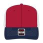 OTTO 112-1 6 Panel Mid Profile Mesh Back Trucker Cap - Nvy/Red/Wht - Nvy/Red/Wht / 7 3/8’’ - 7 5/8’’