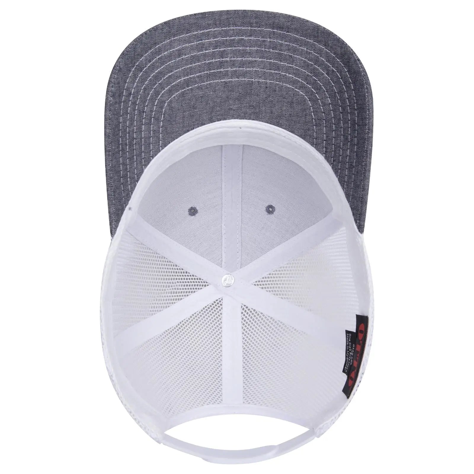 OTTO 112-1 6 Panel Mid Profile Mesh Back Trucker Cap - Nvy/Wht - Nvy/Wht / 7 3/8’’ - 7 5/8’’