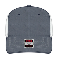 OTTO 112-1 6 Panel Mid Profile Mesh Back Trucker Cap - Nvy/Wht - Nvy/Wht / 7 3/8’’ - 7 5/8’’