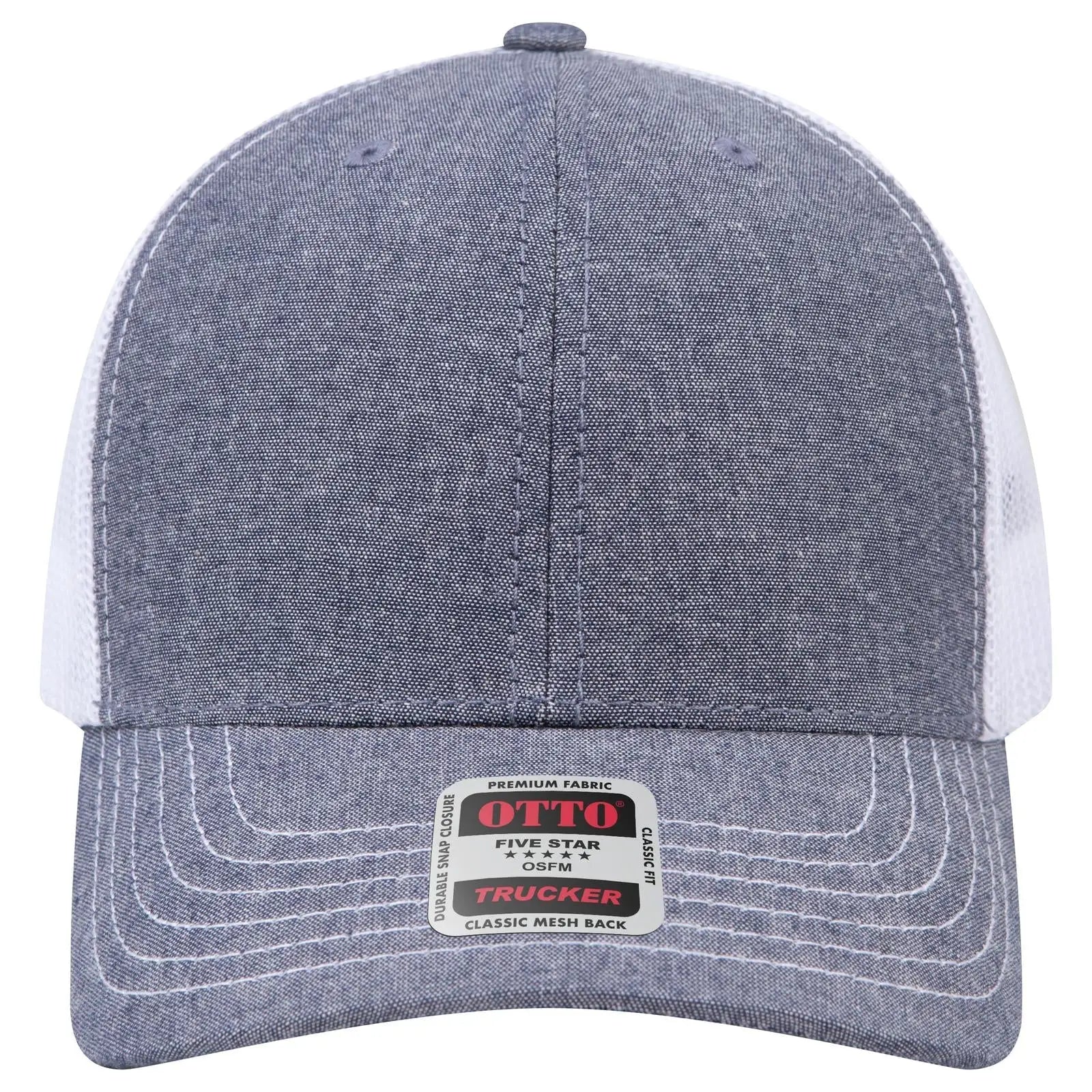 OTTO 112-1 6 Panel Mid Profile Mesh Back Trucker Cap - Nvy/Wht - Nvy/Wht / 7 3/8’’ - 7 5/8’’