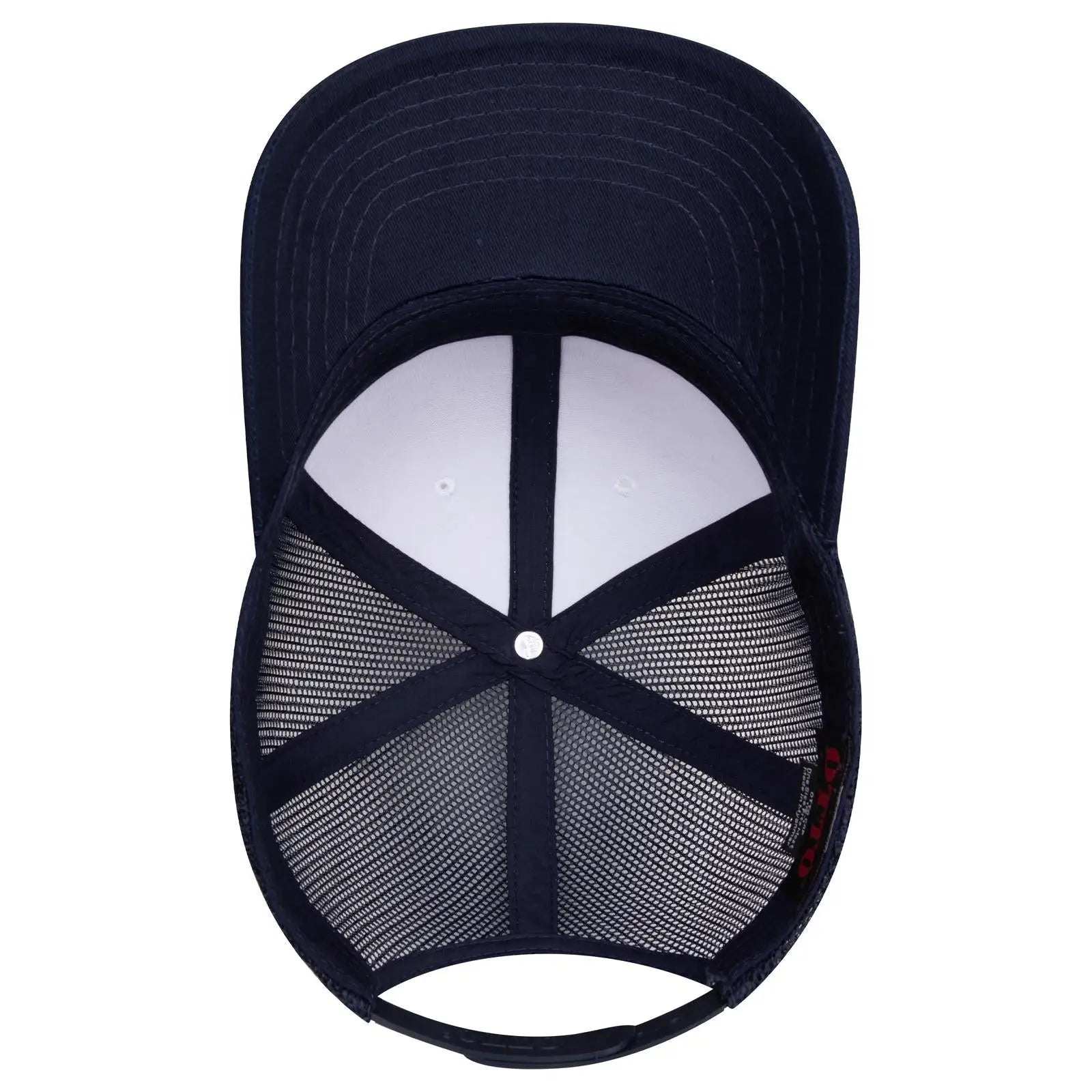 OTTO 112-1 6 Panel Mid Profile Mesh Back Trucker Cap - Nvy/Wht/Nvy - Nvy/Wht/Nvy / 7 3/8’’ - 7 5/8’’