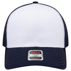 OTTO 112-1 6 Panel Mid Profile Mesh Back Trucker Cap - Nvy/Wht/Nvy - Nvy/Wht/Nvy / 7 3/8’’ - 7 5/8’’