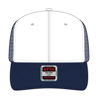 OTTO 112-1 6 Panel Mid Profile Mesh Back Trucker Cap - Nvy/Wht/Nvy - Nvy/Wht/Nvy / 7 3/8’’ - 7 5/8’’