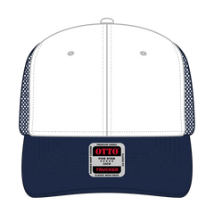 OTTO 112-1 6 Panel Mid Profile Mesh Back Trucker Cap - Nvy/Wht/Nvy - Nvy/Wht/Nvy / 7 3/8’’ - 7 5/8’’