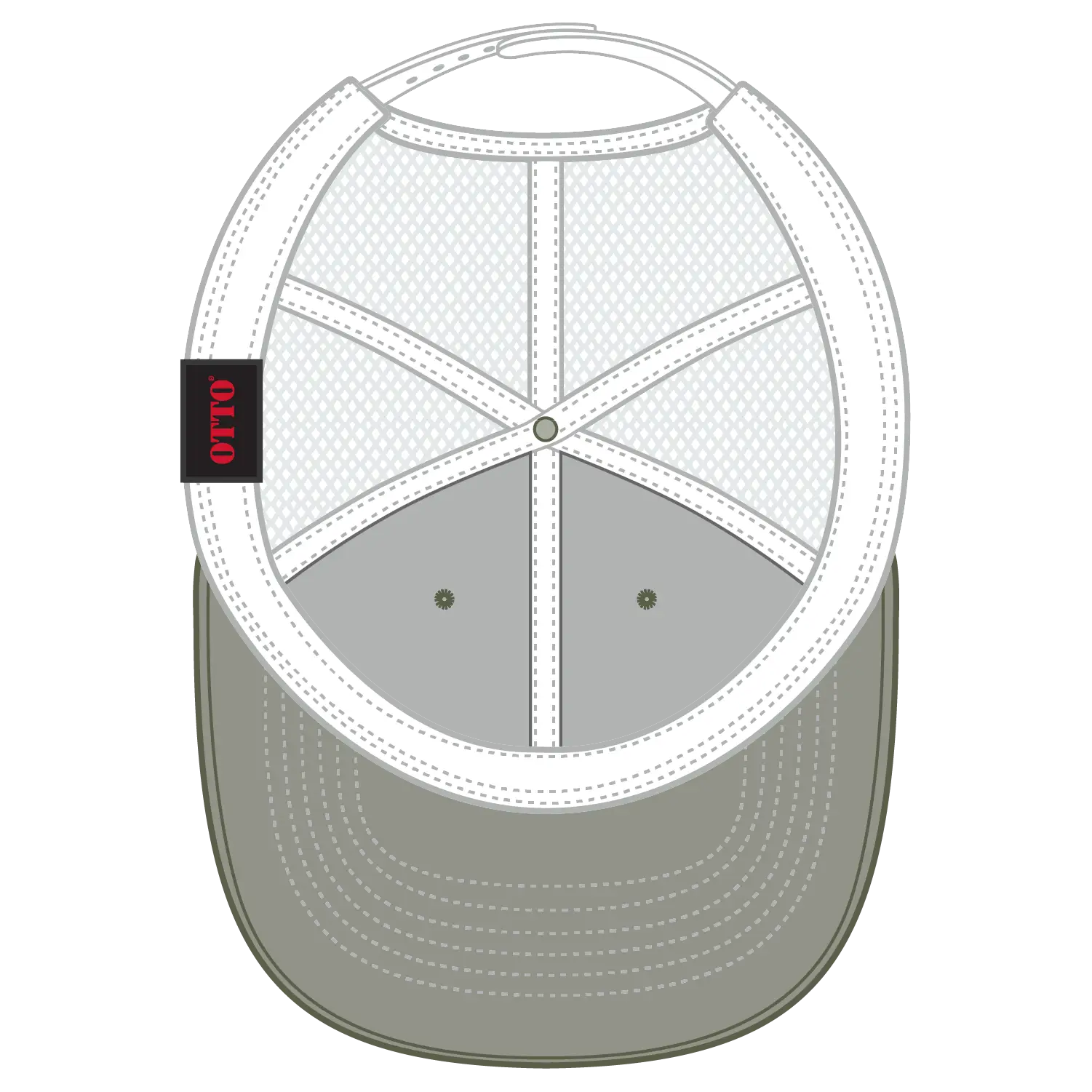 OTTO 112-1 6 Panel Mid Profile Mesh Back Trucker Cap - Ol.Grn/Ol.Grn/Wht - Ol.Grn/Ol.Grn/Wht / 7 3/8’’ - 7 5/8’’