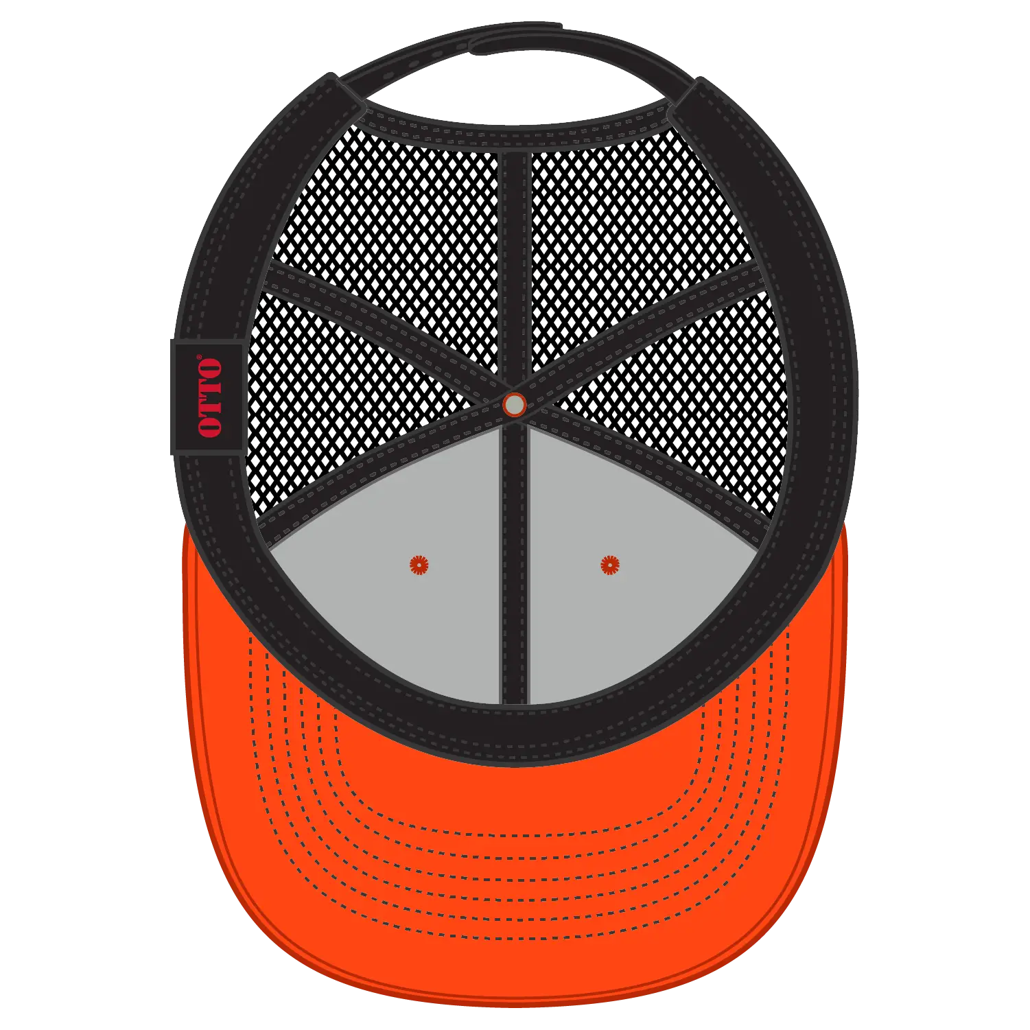 OTTO 112-1 6 Panel Mid Profile Mesh Back Trucker Cap - Org/Org/Blk - Org/Org/Blk / 7 3/8’’ - 7 5/8’’