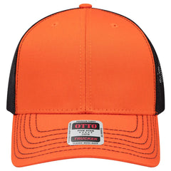 OTTO 112-1 6 Panel Mid Profile Mesh Back Trucker Cap - Org/Org/Blk - Org/Org/Blk / 7 3/8’’ - 7 5/8’’