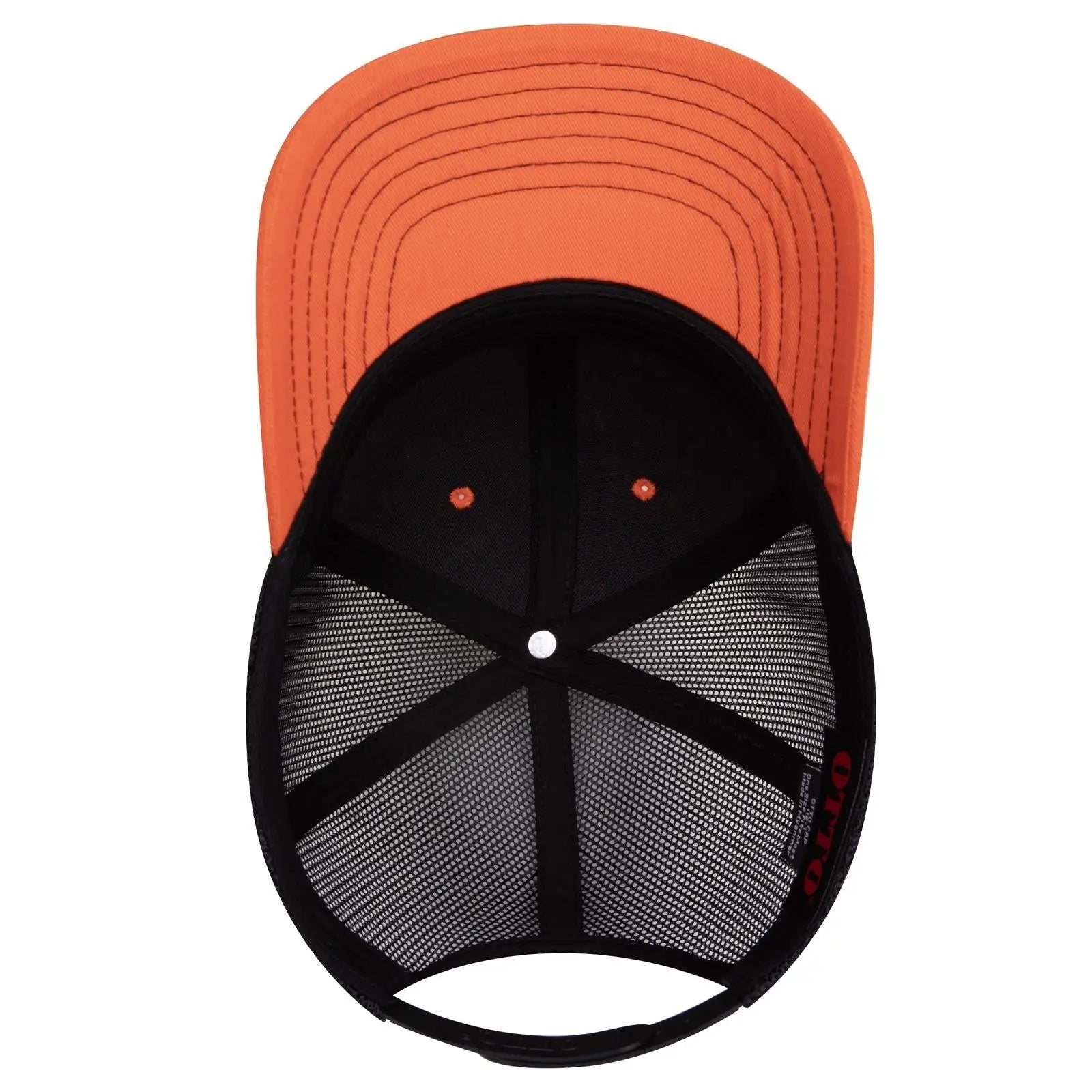 OTTO 112-1 6 Panel Mid Profile Mesh Back Trucker Cap - Org/Org/Blk - Org/Org/Blk / 7 3/8’’ - 7 5/8’’