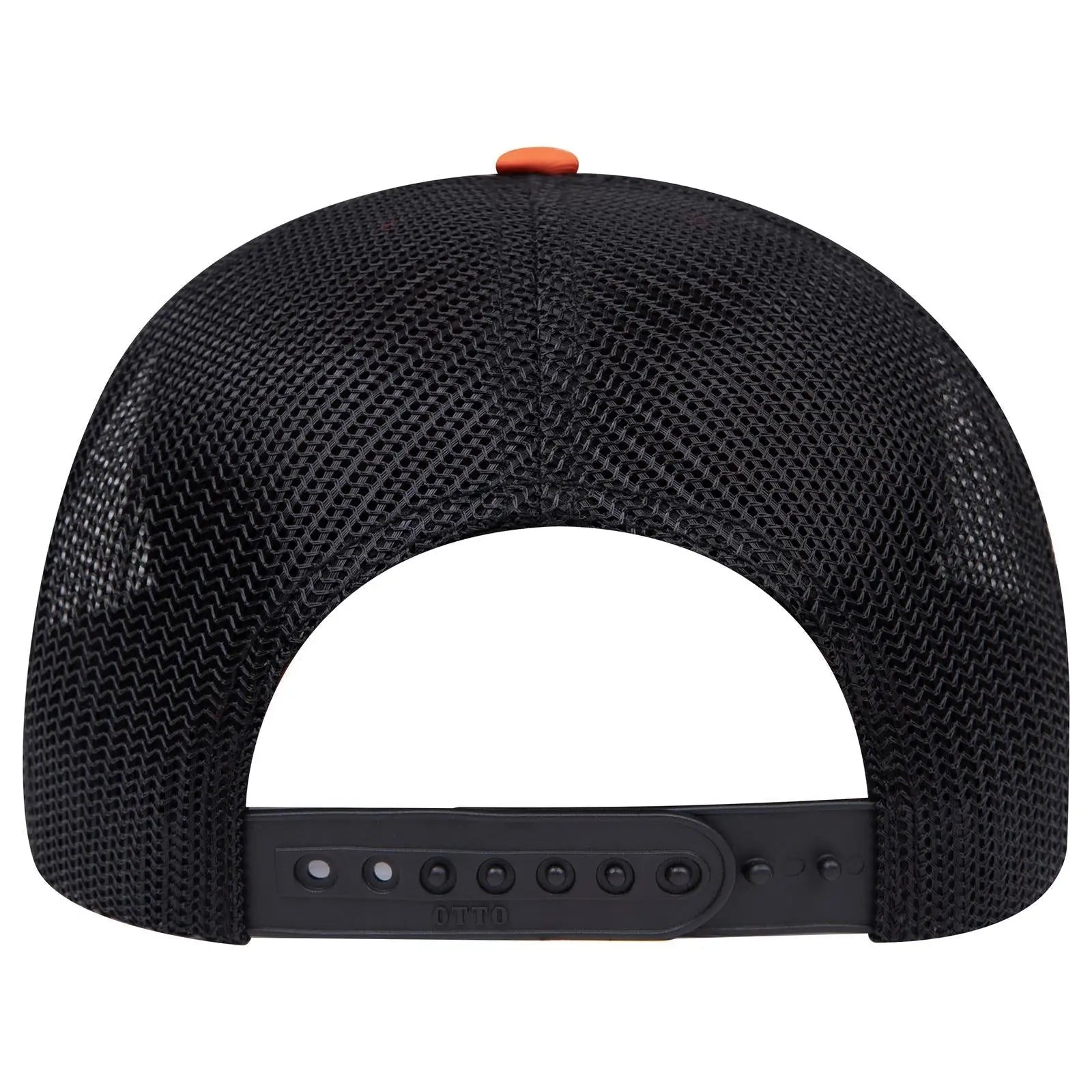 OTTO 112-1 6 Panel Mid Profile Mesh Back Trucker Cap - Org/Org/Blk - Org/Org/Blk / 7 3/8’’ - 7 5/8’’