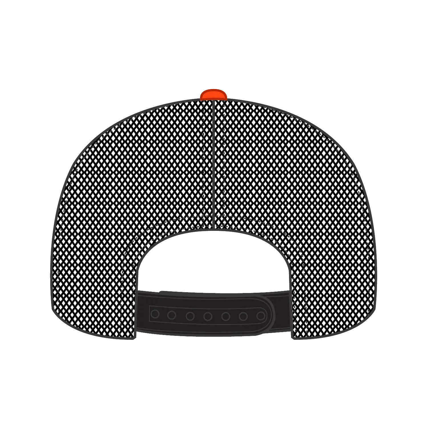 OTTO 112-1 6 Panel Mid Profile Mesh Back Trucker Cap - Org/Org/Blk - Org/Org/Blk / 7 3/8’’ - 7 5/8’’