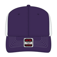OTTO 112-1 6 Panel Mid Profile Mesh Back Trucker Cap - Pur/Pur/Wht - Pur/Pur/Wht / 7 3/8’’ - 7 5/8’’