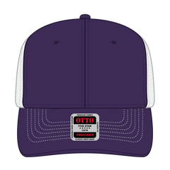 OTTO 112-1 6 Panel Mid Profile Mesh Back Trucker Cap - Pur/Pur/Wht - Pur/Pur/Wht / 7 3/8’’ - 7 5/8’’