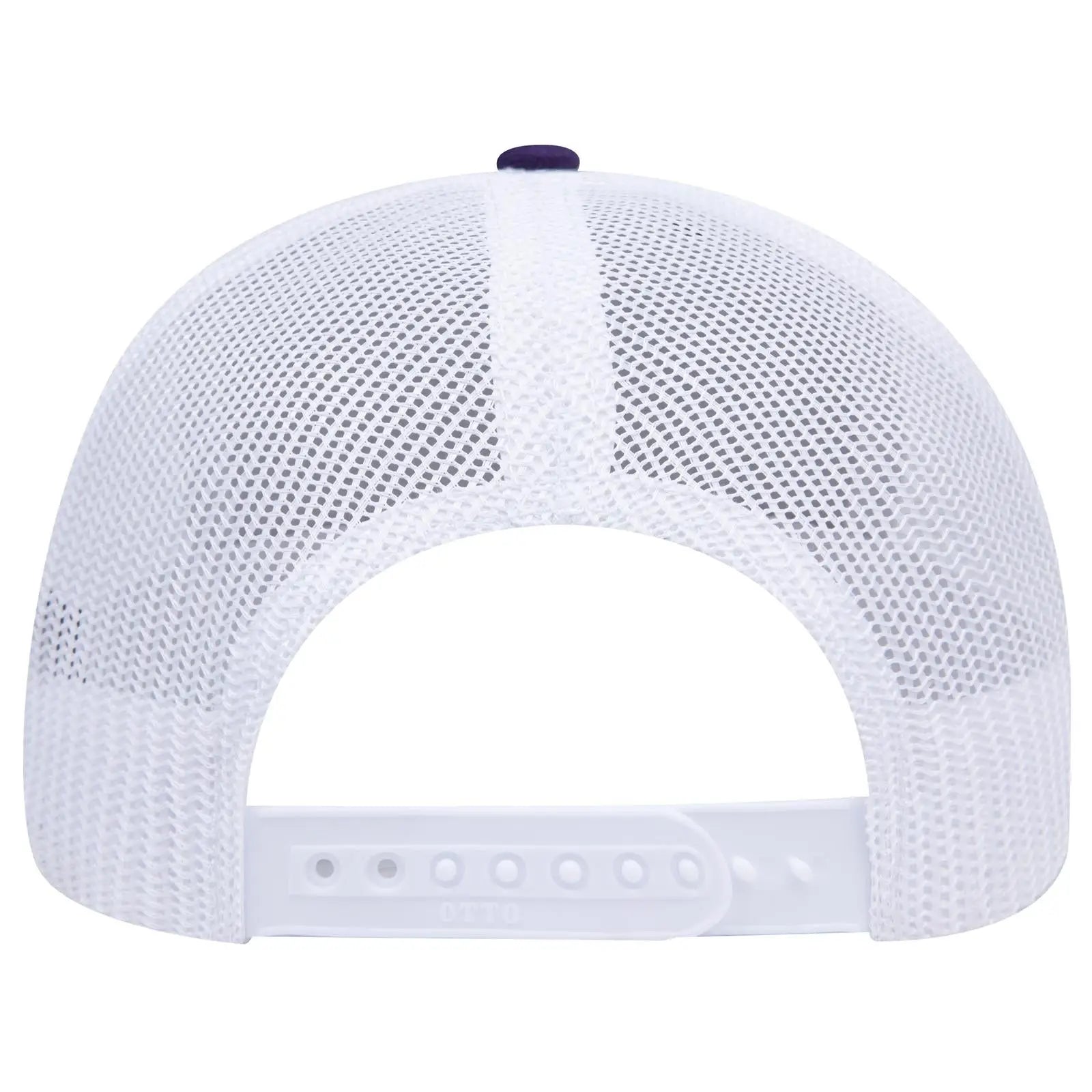 OTTO 112-1 6 Panel Mid Profile Mesh Back Trucker Cap - Pur/Pur/Wht - Pur/Pur/Wht / 7 3/8’’ - 7 5/8’’