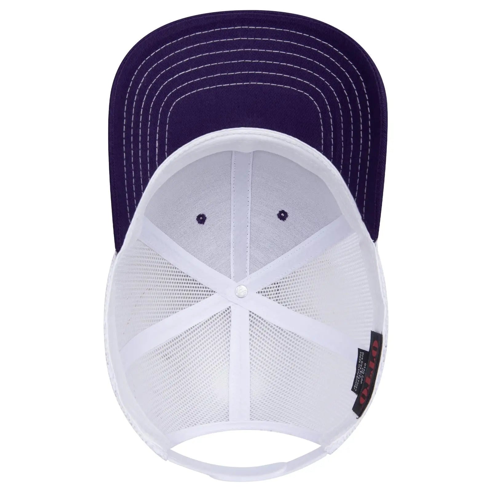 OTTO 112-1 6 Panel Mid Profile Mesh Back Trucker Cap - Pur/Pur/Wht - Pur/Pur/Wht / 7 3/8’’ - 7 5/8’’