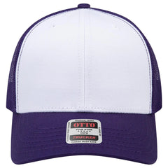 OTTO 112-1 6 Panel Mid Profile Mesh Back Trucker Cap - Pur/Wht/Pur - Pur/Wht/Pur / 7 3/8’’ - 7 5/8’’