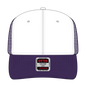 OTTO 112-1 6 Panel Mid Profile Mesh Back Trucker Cap - Pur/Wht/Pur - Pur/Wht/Pur / 7 3/8’’ - 7 5/8’’