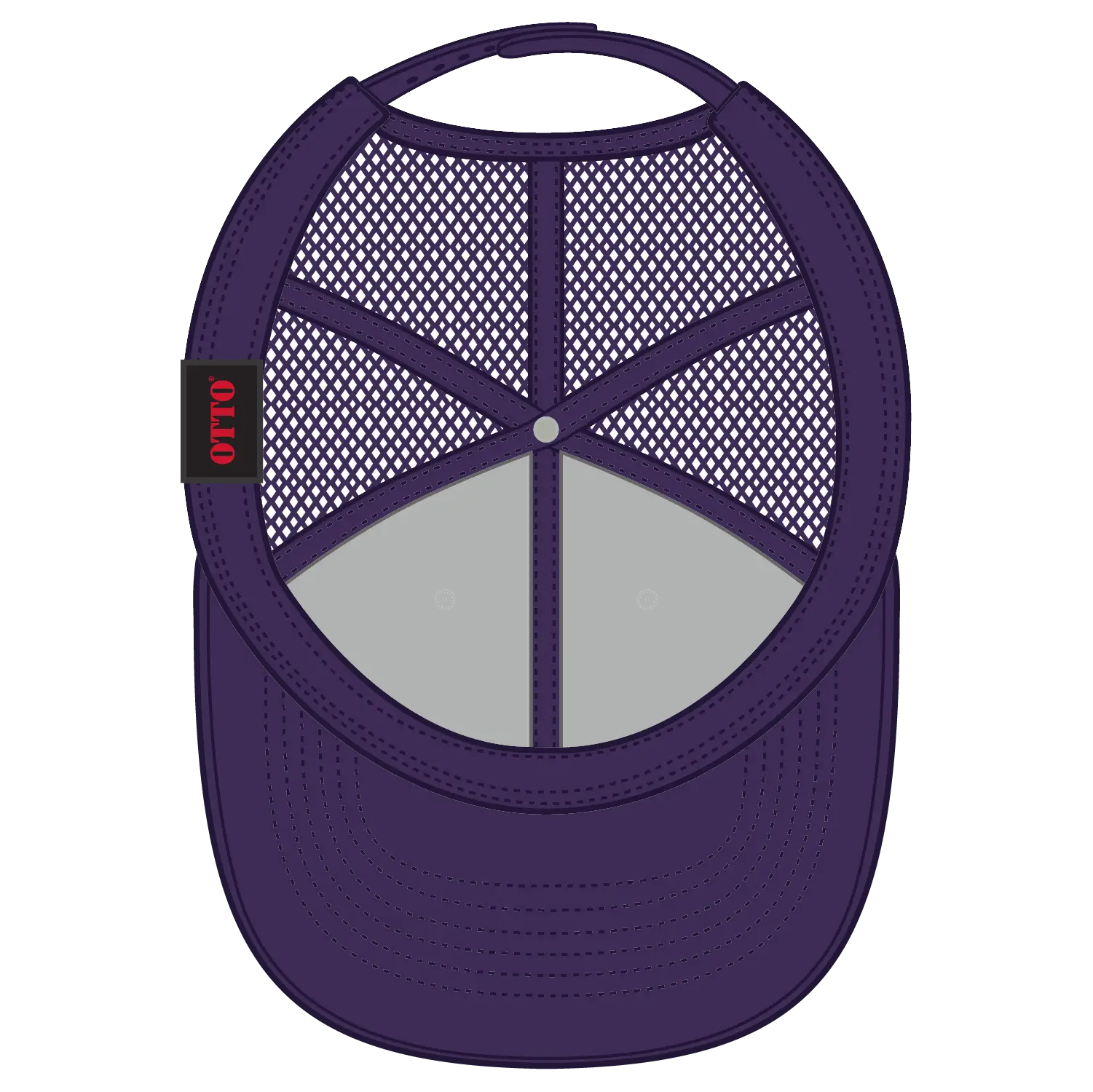OTTO 112-1 6 Panel Mid Profile Mesh Back Trucker Cap - Pur/Wht/Pur - Pur/Wht/Pur / 7 3/8’’ - 7 5/8’’